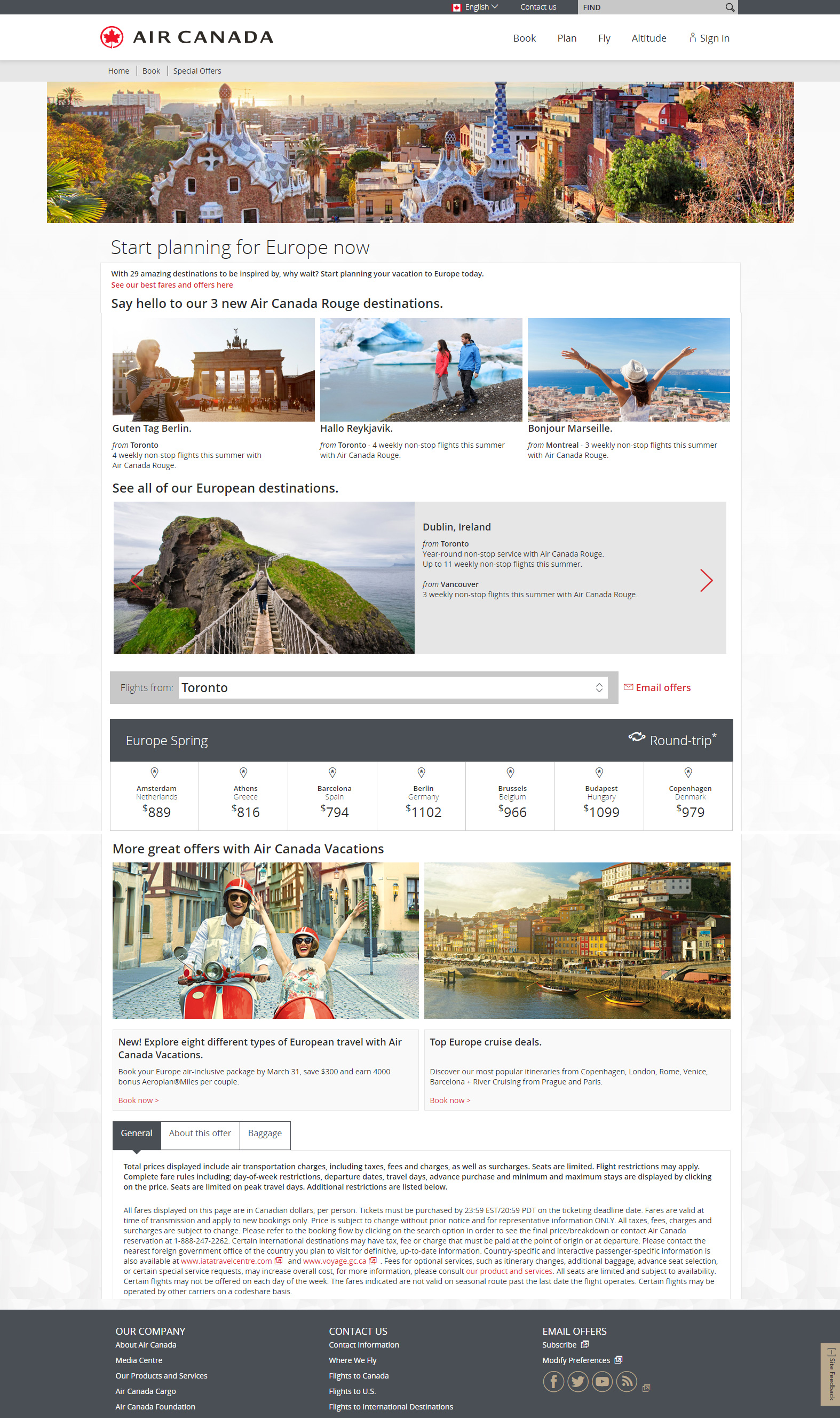 Air Canada - Landing Pages